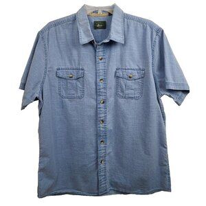G.H Bass & Co Mens Shirt XL Blue Short Sleeve Button Up Casual Preppy Top